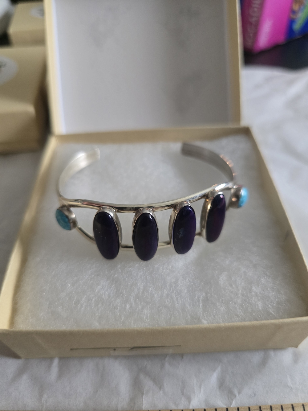 Jay King Desert Rose Trading Purple Lapis Turquoise Split Shank Cuff 2.5"